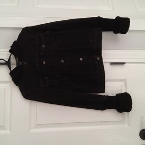 THEORY💥NWot💥Black Denim Woven Hood & Sleeves Jacket